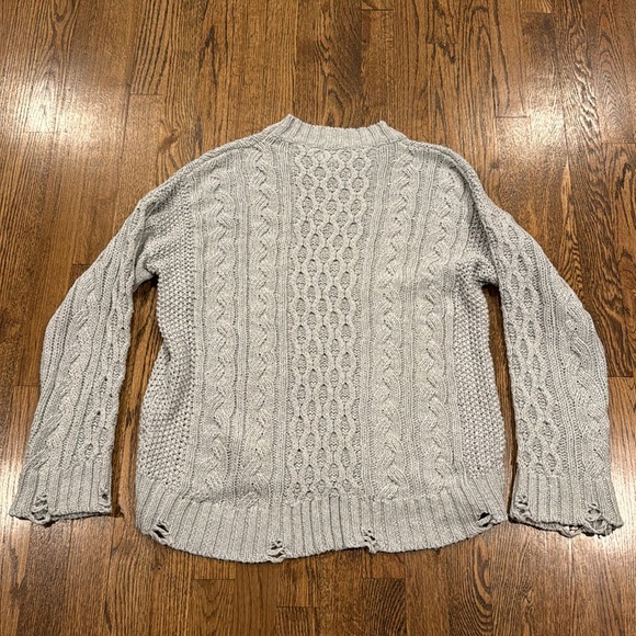 Princess Polly light gray mock neck cotton  cable knit sweater size M/L - Picture 6 of 6